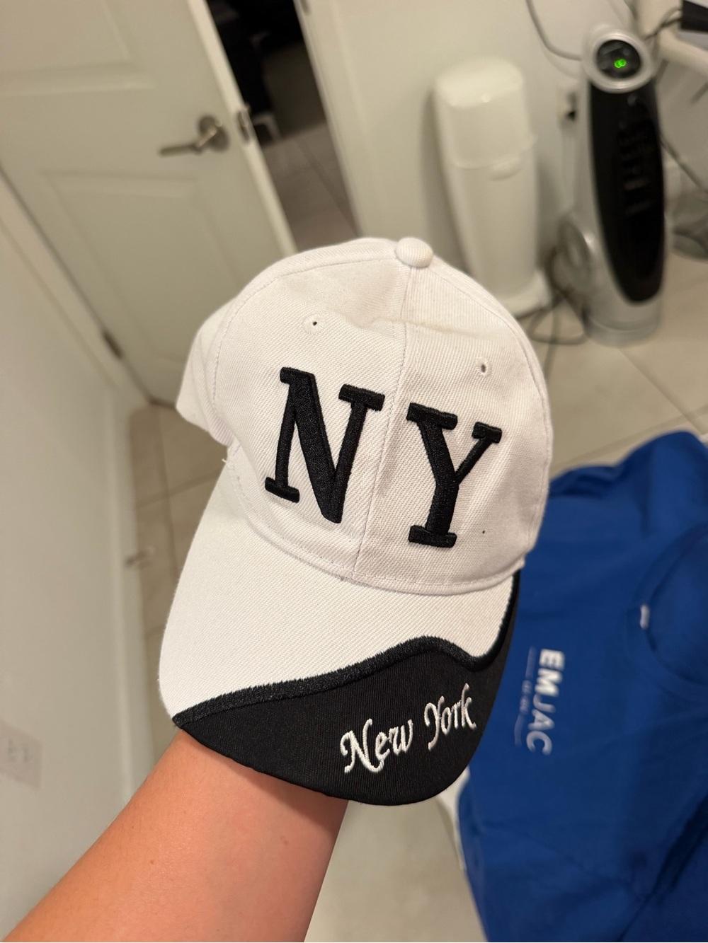 White and Black NY Embroidered Baseball Cap
